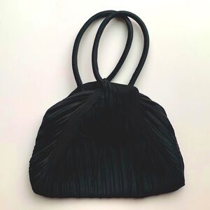 Black Violette Cornille Paris Vintage Satin Pleated Purse